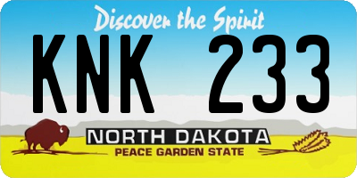 ND license plate KNK233