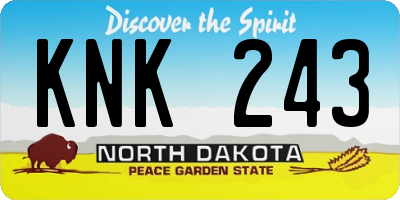 ND license plate KNK243
