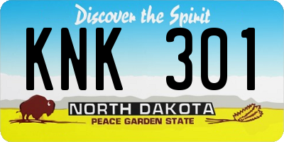 ND license plate KNK301