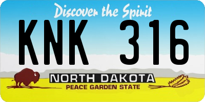 ND license plate KNK316