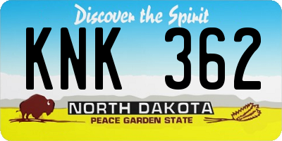 ND license plate KNK362