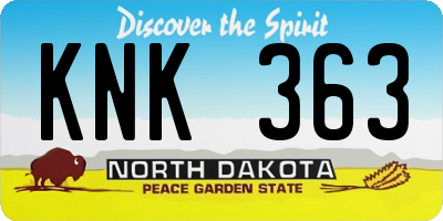ND license plate KNK363