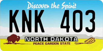 ND license plate KNK403