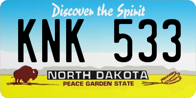 ND license plate KNK533