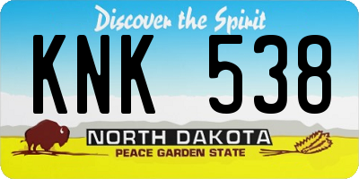 ND license plate KNK538