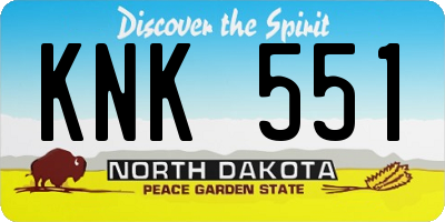 ND license plate KNK551