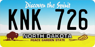 ND license plate KNK726
