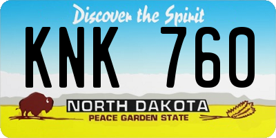 ND license plate KNK760