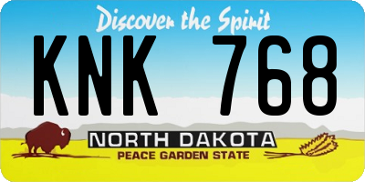 ND license plate KNK768