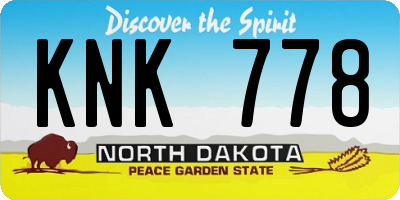 ND license plate KNK778