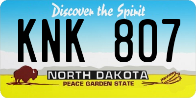 ND license plate KNK807