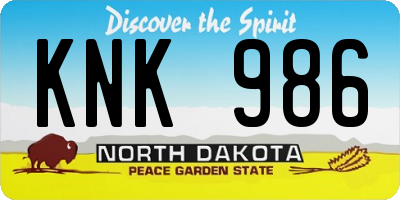 ND license plate KNK986