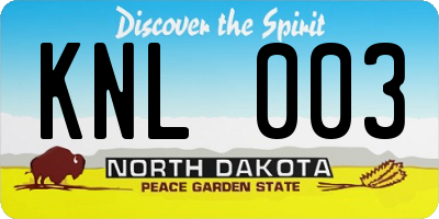 ND license plate KNL003