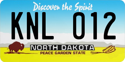 ND license plate KNL012