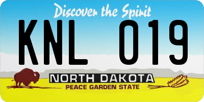 ND license plate KNL019