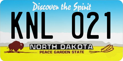 ND license plate KNL021