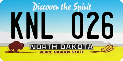 ND license plate KNL026
