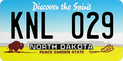 ND license plate KNL029