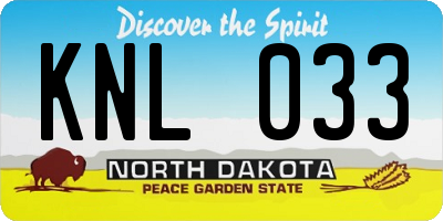 ND license plate KNL033