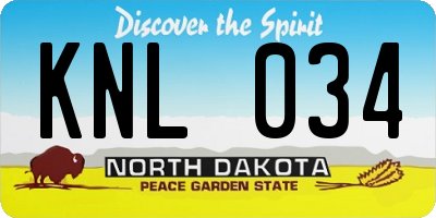 ND license plate KNL034