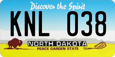 ND license plate KNL038