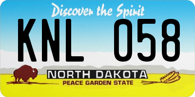 ND license plate KNL058