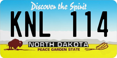 ND license plate KNL114