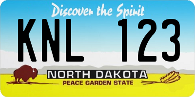 ND license plate KNL123