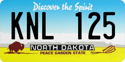 ND license plate KNL125