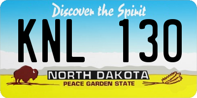 ND license plate KNL130