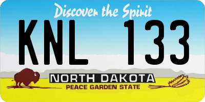ND license plate KNL133
