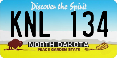 ND license plate KNL134