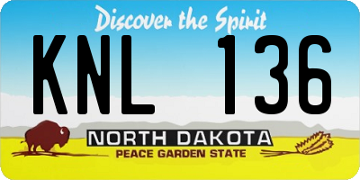 ND license plate KNL136