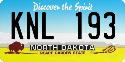 ND license plate KNL193