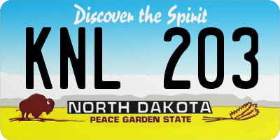 ND license plate KNL203