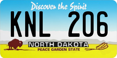 ND license plate KNL206