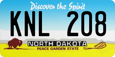 ND license plate KNL208