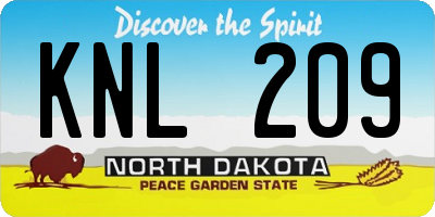 ND license plate KNL209