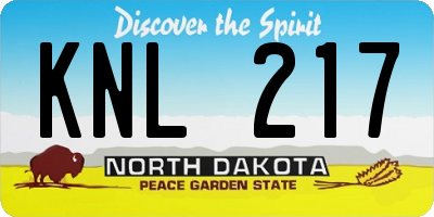 ND license plate KNL217