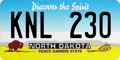 ND license plate KNL230
