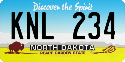 ND license plate KNL234