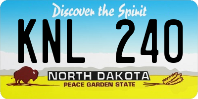ND license plate KNL240