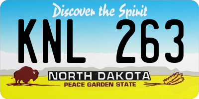 ND license plate KNL263