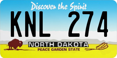 ND license plate KNL274