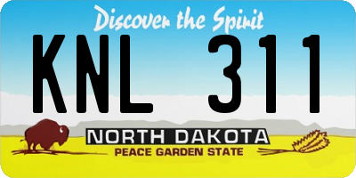 ND license plate KNL311