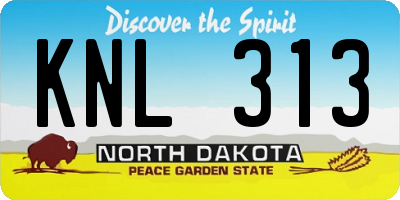ND license plate KNL313