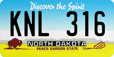 ND license plate KNL316