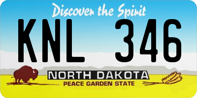 ND license plate KNL346