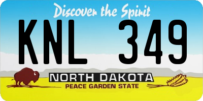 ND license plate KNL349