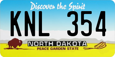 ND license plate KNL354